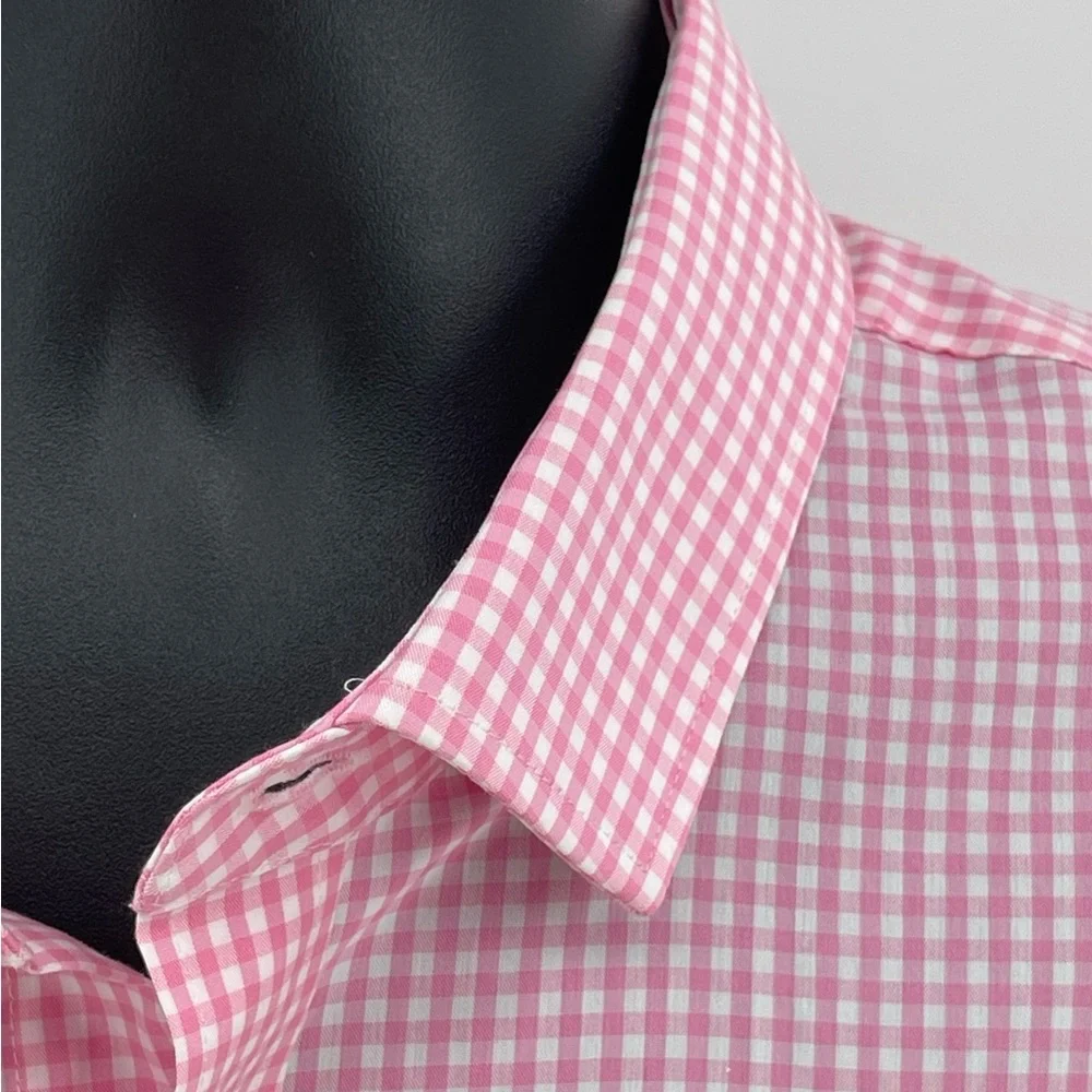 J Crew Pink & White Gingham Slim Performance‎ L/S Dress Shirt AS989 Men’s XL NWT